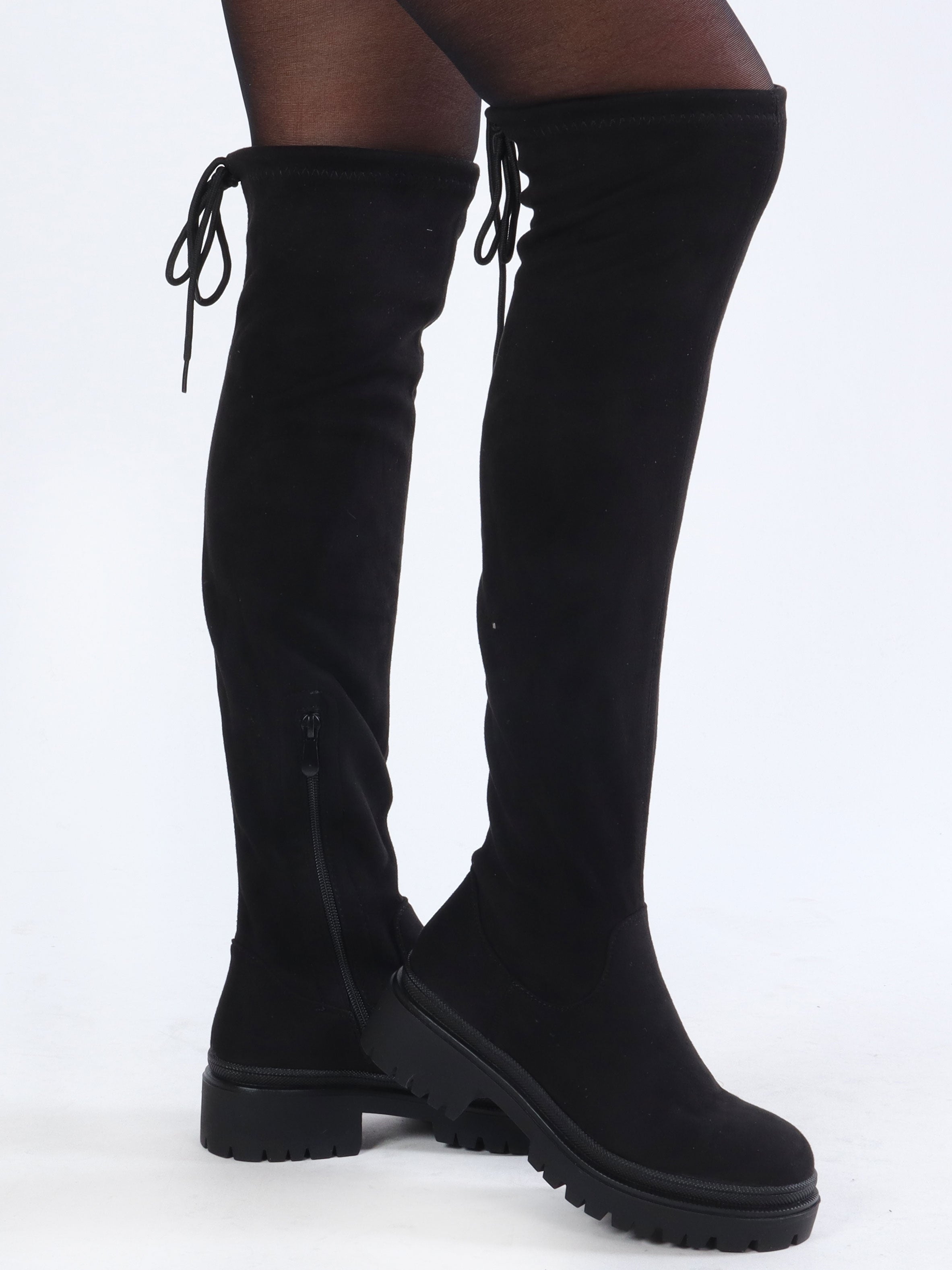 Salma - Overknee støvler i ruskindslook